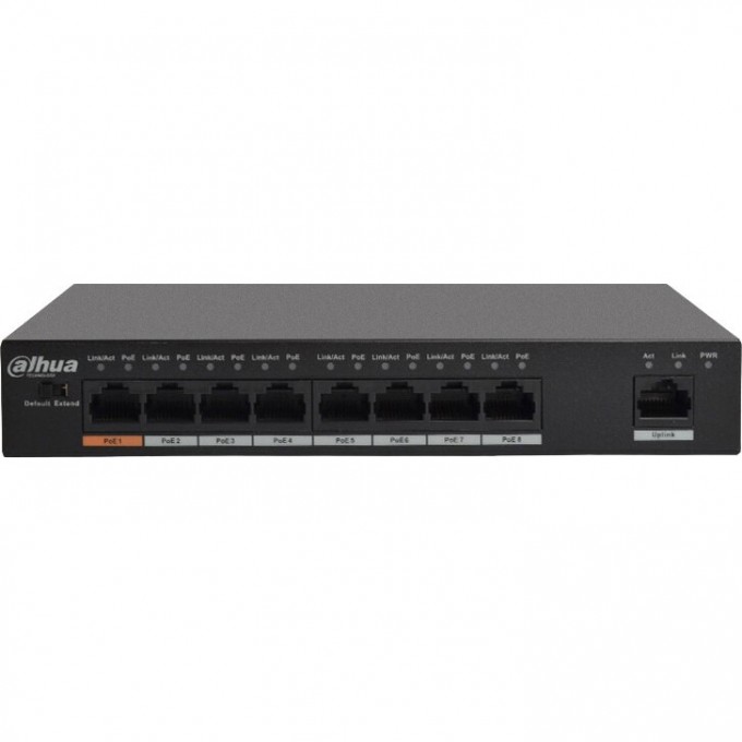 9-портовый неуправляемый настольный коммутатор DAHUA DH-PFS3009-8ET1GT-96 9-портовый неуправляемый настольный коммутатор DAHUA DH-PFS3009-8ET1GT-96